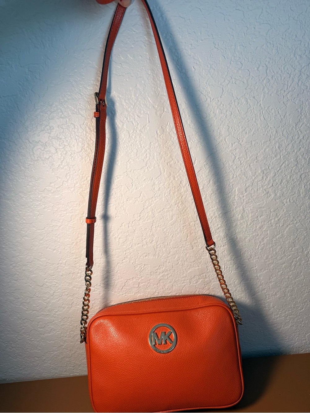 Michael Kors Orange Crossbody Camera Bag with Gold Logo